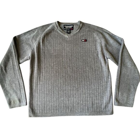 Abercrombie & Fitch Other - Abercrombie & Fitch A&F 92 Men’s Gray Ribbed Sweater XL Long Sleeve Cotton Blend